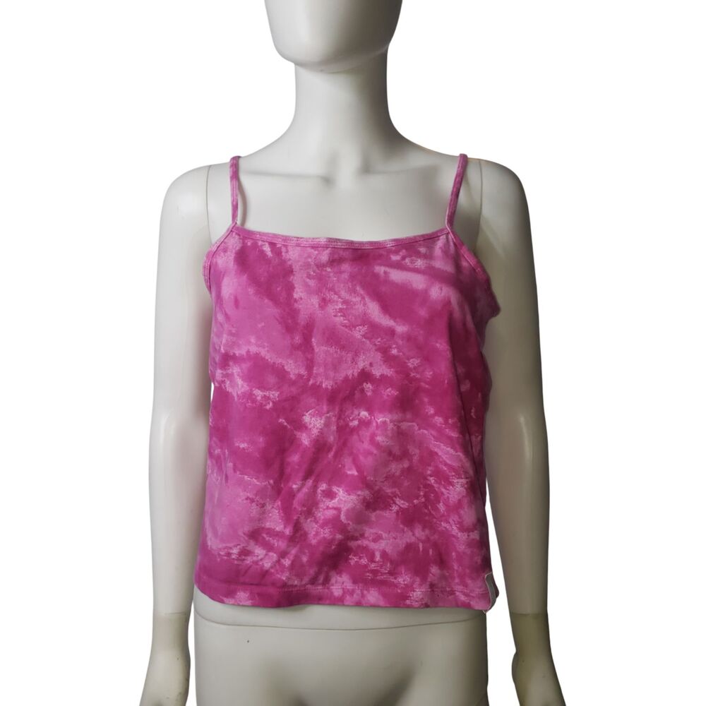 Vintage Y2K REEBOK Pink Tie Dye Shelf Bra Tank Top Womens Size Large